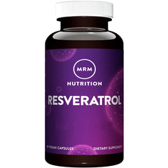 MRM Resveratrol bottle label highlights natural antioxidant blend for healthy aging