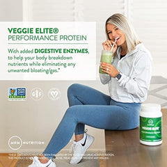 MRM Veggie Elite Performance Protein canister label close-up highlighting vegan and gluten-free features