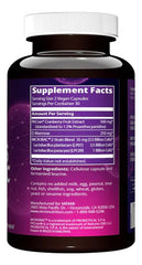 MRM Women’s Probiotics label closeup showing two probiotic strains and ingredients