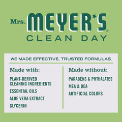 Biodegradable formula icon with plant-derived ingredients in Mrs. Meyer’s packaging.