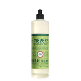Mrs. Meyer's Clean Day Iowa Pine bottle on the counter with pine scent and grease-cutting potential.