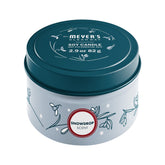Mrs. Meyer's Snowdrop soy tin candle packaging on display for gifting.