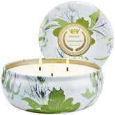 Msense Citronella Candle 3-wick tin for outdoor spaces with strong scent throw.