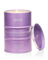 M&SENSE eucalyptus lavender candle in glass jar with gentle, refreshing aroma for relaxing evenings.