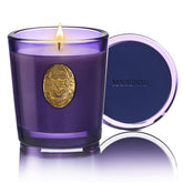 M&SENSE natural soy candle closeup reveals berry rose purple aroma for cozy evenings.