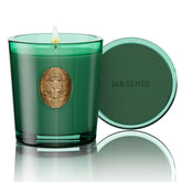 M&SENSE natural soy candle in eucalyptus cedarwood in a jar for relaxing ambience.