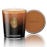 MSENSE natural soy candle with mahogany sandalwood bottle for a relaxing ambiance