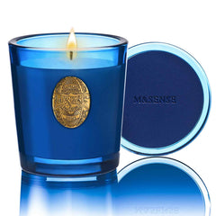 M&SENSE Ocean Dream & Blule candle in a glass jar for calming room ambiance.