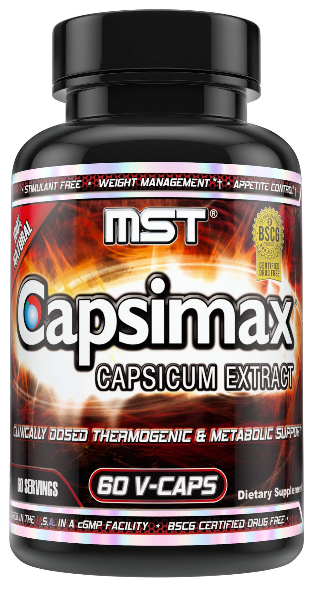 MST Capsimax bottle front with capsules for thermogenic weight management