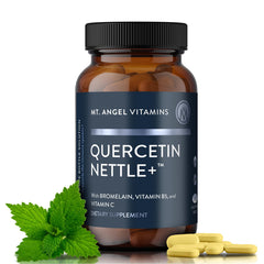 Mt. Angel Vitamins Quercetin Nettle+ bottle for seasonal wellness support