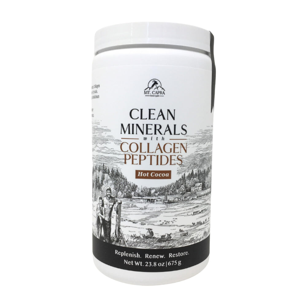 Mt Capra Clean Minerals bottle showing mineral-rich formula for daily vitality