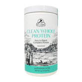 Mt Capra Clean Whole Protein jar on kitchen shelf from a family farm, convenient everyday nutrition.
