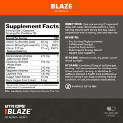 MTN OPS Blaze bottle label shows gluten-free formula for broader use