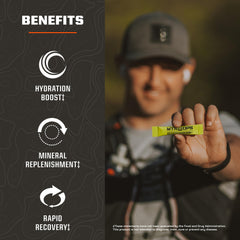 MTN OPS Electrolytes STM powder pour into glass demonstrates rapid hydration.