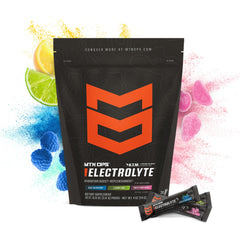 MTN OPS Electrolytes STM sugar-free label close-up highlighting zero sugar benefit.
