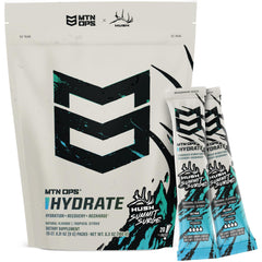 MTN OPS Hydrate bottle pour showing quick hydration during workouts