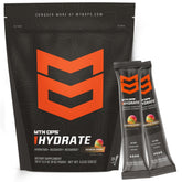 MTN OPS Hydrate rainbow sherbet powder packets ready for quick hydration during workouts.