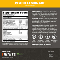 MTN OPS Ignite glass full of peach lemonade ready for refreshing focus