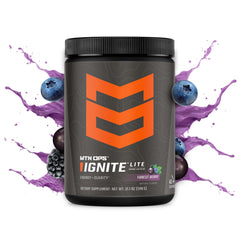 MTN OPS Ignite Lite label detail highlighting natural flavors and caffeine balance