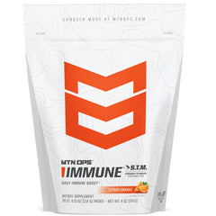 MTN OPS Immune STM sachet packaging shown for convenient on-the-go immune support.