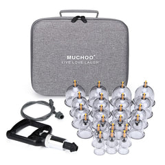 Muchoo 22-cup cupping set kit for professional therapy and deep tissue massage.