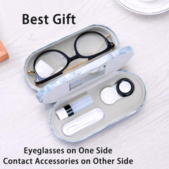Muf solution bottle and accessories set for lens care.
