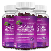 Mulittea calcium magnesium zinc gummies elderberry bottle promotes daily bone and muscle support.