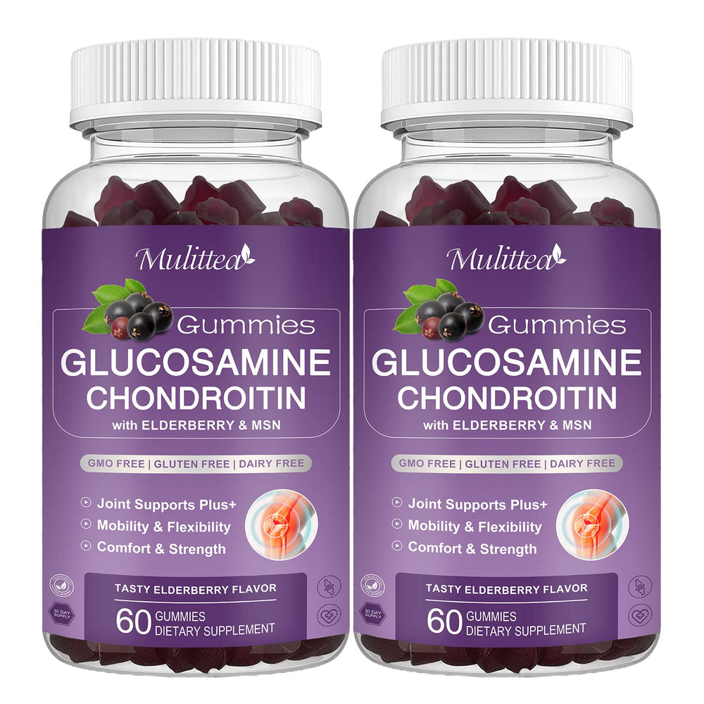 Mulittea glucosamine chondroitin gummies bottle two-pack offers convenient joint support