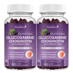 Mulittea glucosamine chondroitin gummies bottle two-pack offers convenient joint support