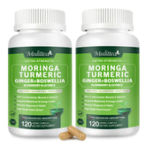 Mulittea Moringa capsules bottle front showcases a 7-in-1 blend for daily wellness.