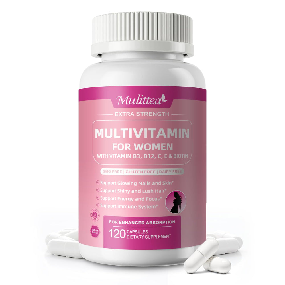 Mulittea Women Multivitamin bottle front highlighting daily energy support