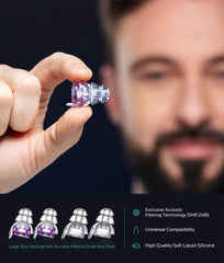 Mumba soft hypoallergenic earplugs provide comfort during long performances.