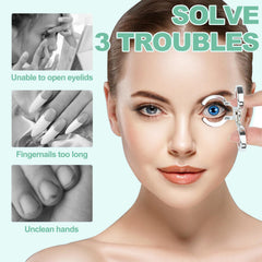MUNLIT clamp keeps eyelids open for steady insertion.