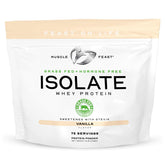 Muscle Feast grass-fed whey isolate vanilla bottle for clean daily shakes