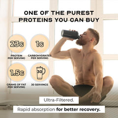 Muscle Feast whey protein blend in a shaker delivers clump-free mixing.