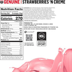 Muscle Milk scoop displaying serving size for a quick protein boost
