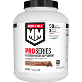 Muscle Milk Pro Series Knockout Chocolate canister for post-workout recovery.
