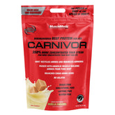 MuscleMeds Carnivor beef protein isolate tub front for lean muscles and clarity.