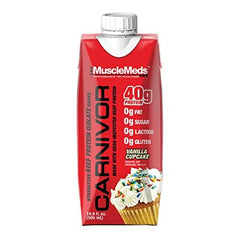 Glass of Carnivor RTD vanilla cupcake with rich flavor and no lactose.