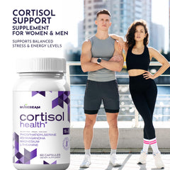 MuseBeam Cortisol Detox capsules close-up promote daily calm and focus.