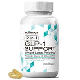MuseBeam GLP-1 Probiotic bottle closeup highlighting natural appetite support and gut health.