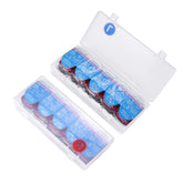 MUSHENJI two-pack contact lens case with dual compartments, each holding 15 daily lenses.