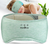 Musicozy seaweed fiber sleep mask closeup shows breathable, skin-friendly fabric