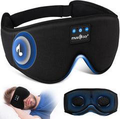 MUSICOZY sleep headphones eye mask with 3D design for comfortable all-night wear.