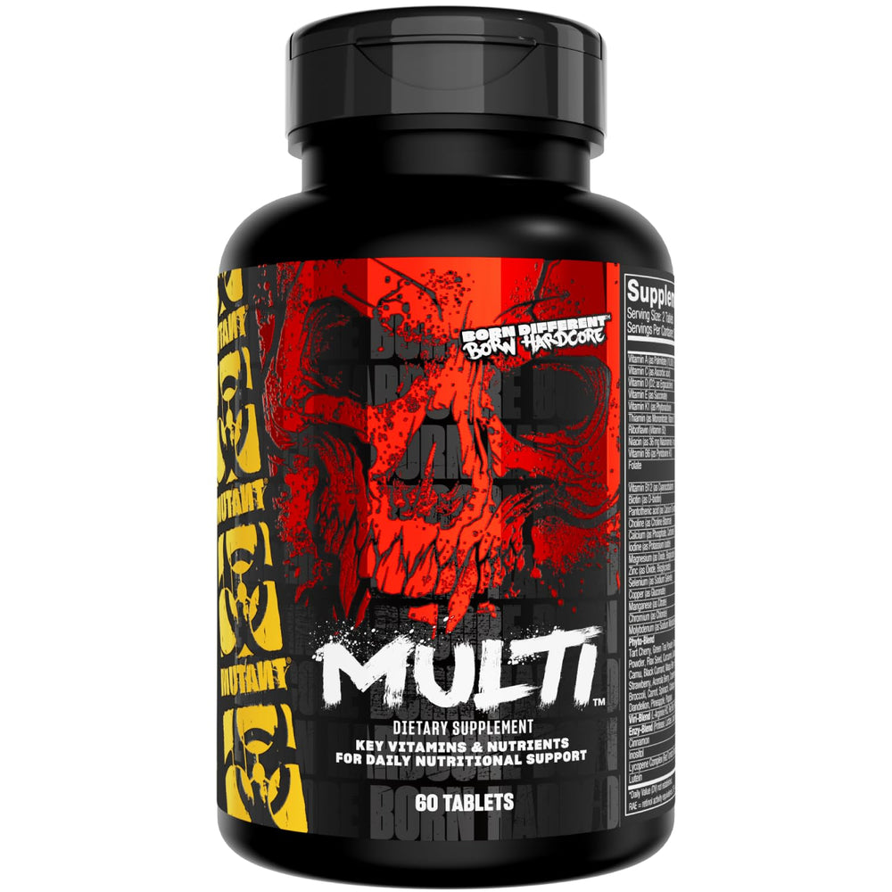 Mutant Multi bottle front view showing 75+ ingredient blend for lifting support