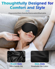 Mutilplx eye mask with washable satin cover for easy cleaning