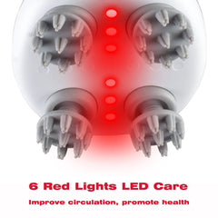mxm2mxm massager with four detachable heads, versatile for scalp and body.