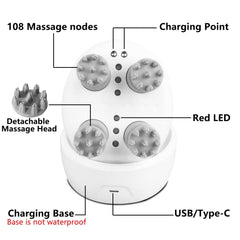 mxm2mxm massager with four modes for kneading, vibration, and red light.