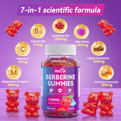 Mxq Lk Berberine Gummies bottle front highlighting vegan, sugar-free formula.