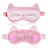 Set de mascaras ojos My Novel Things con gato rosa para descanso.
